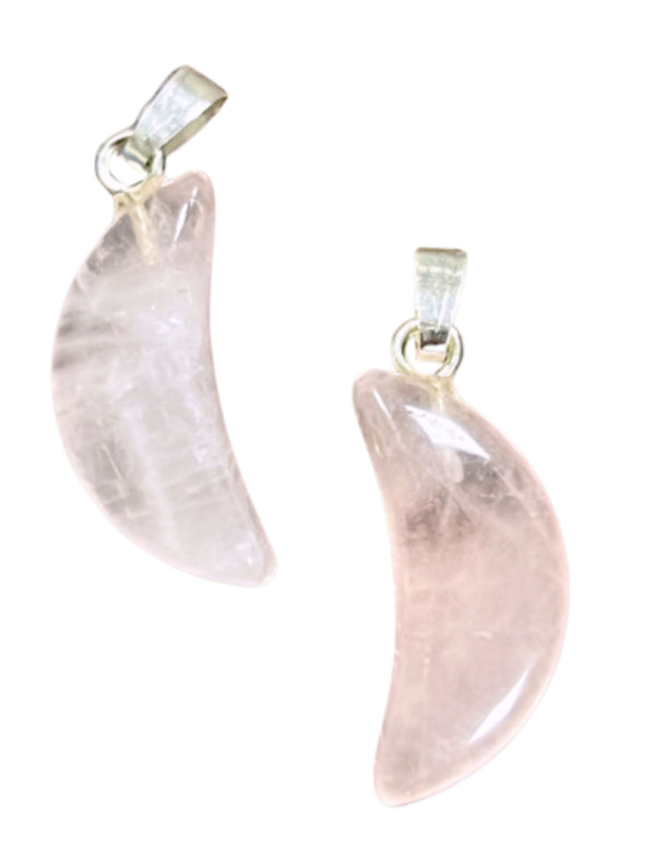Roze kwarts edelsteen maanhanger 20 mm