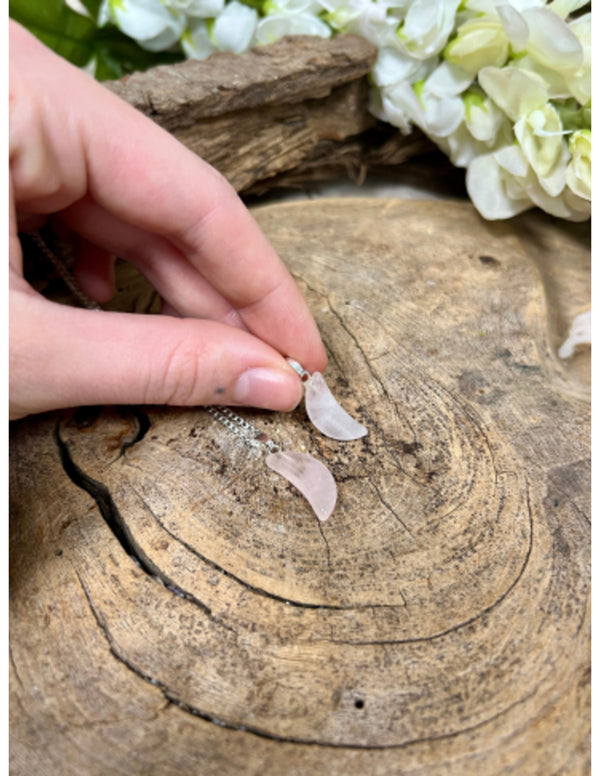 Roze kwarts edelsteen maanhanger 20 mm