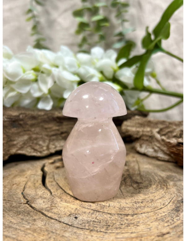 Roze kwarts edelsteen paddenstoel 100-200 gram