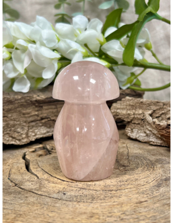 Roze Kwarts Edelsteen Paddenstoel 200~300 Gram Madagaskar 8 X 4,5 Cm