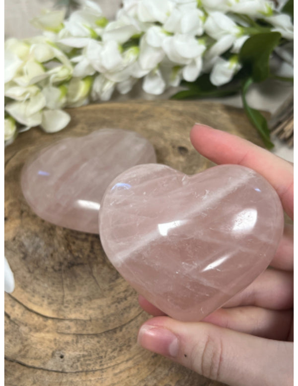 Roze kwarts edelsteen hart 200-250 gram
