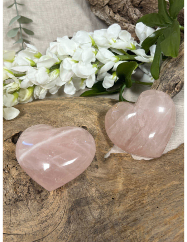 Roze kwarts edelsteen hart 200-250 gram