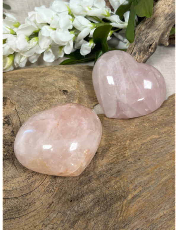 Roze kwarts edelsteen hart 300-400 gram