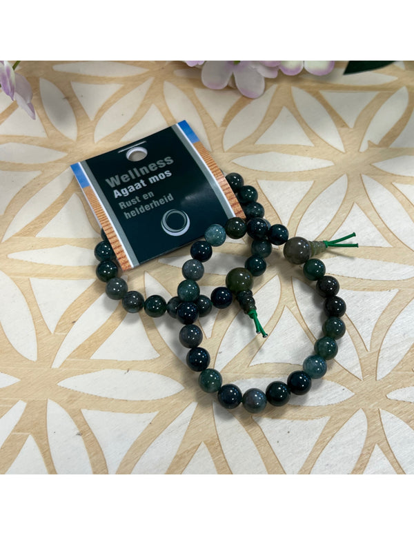 Agaat mos powerbead armband + kaart