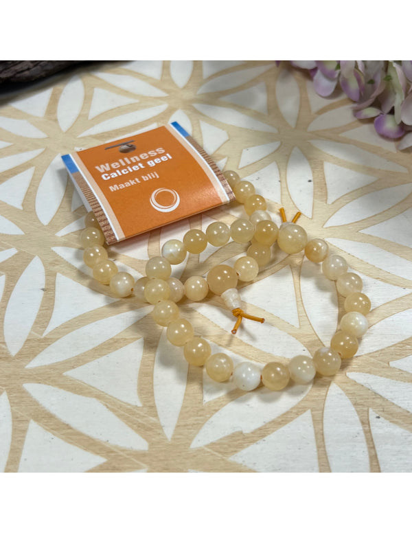 Calciet geel powerbead armband + kaart