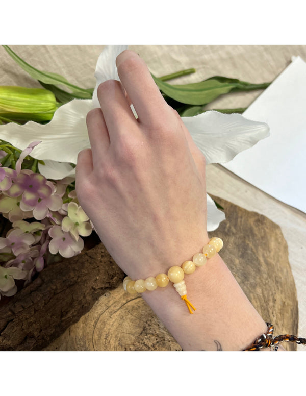 Calciet geel powerbead armband + kaart