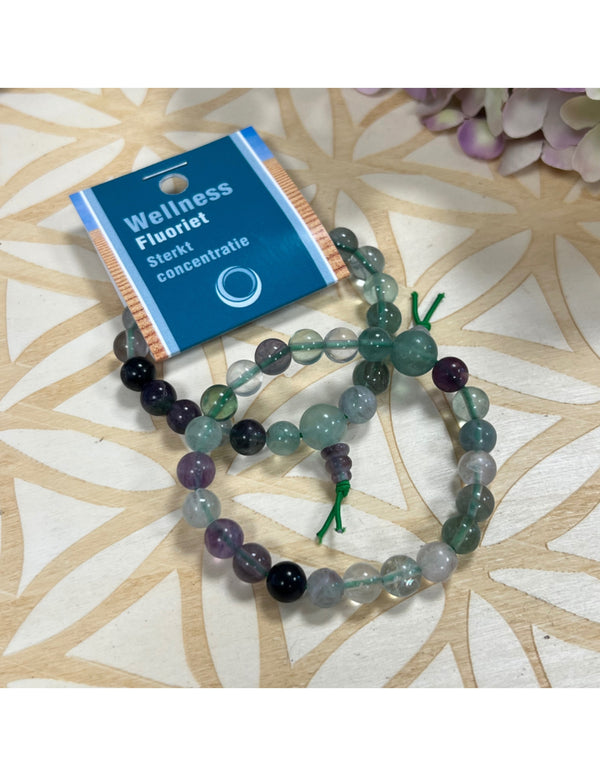 Fluoriet regenboog powerbead armband + kaart