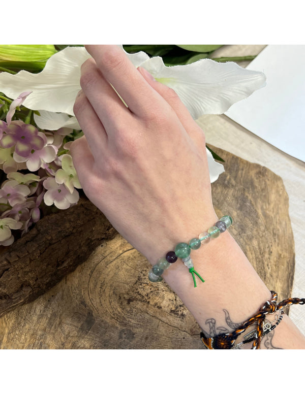 Fluoriet regenboog powerbead armband + kaart