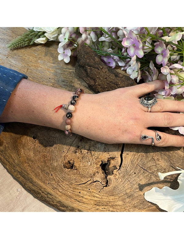 Rhodoniet powerbead armband + kaart