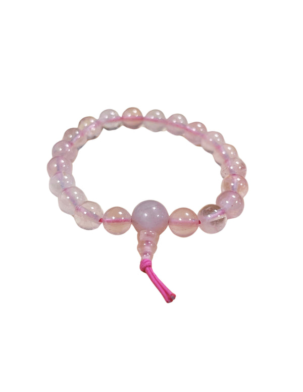 Rozenkwarts powerbead armband + kaart