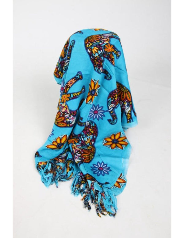 Om Namaste Sarong - 308 - Olifanten - blauw