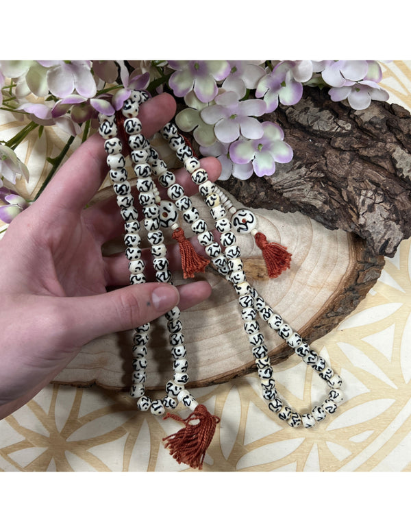 Mala ketting been wit/zwart 35 cm