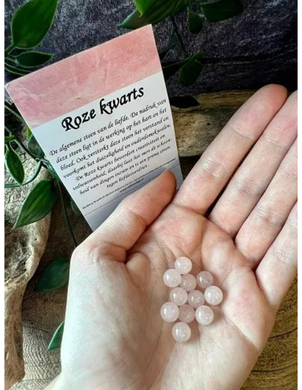 Kralen Roze kwarts 8 mm - 11 st.