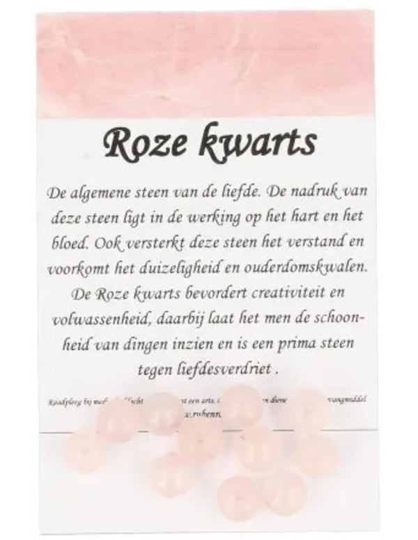 Kralen Roze kwarts 8 mm - 11 st.