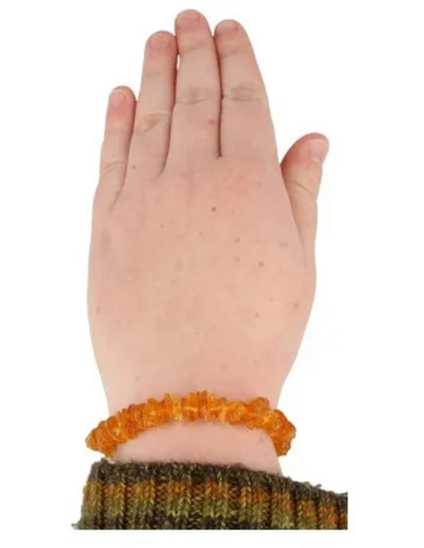Barnsteen geel splitarmband + kaart