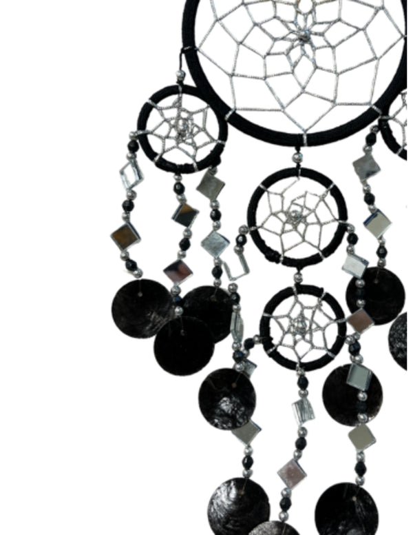 Dromenvanger spiegel-schelp 11 CM - Zwart - Dream Catcher