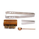 Wierook Accessoires Set Metaal Met Borstel Lepel En 2 Tangen 18 cm