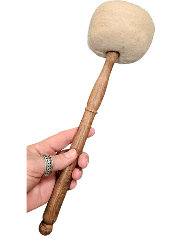 Klankschaal strijkstok witte vilt knots - 32 cm lang