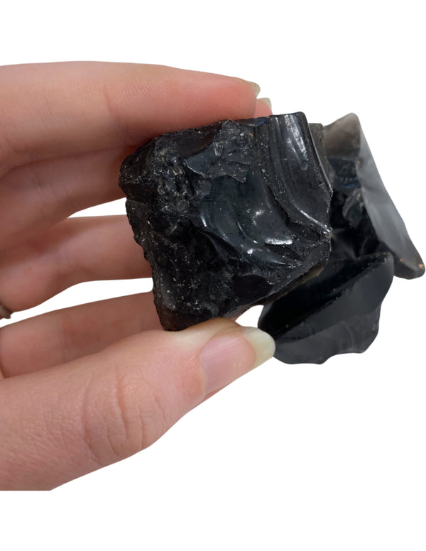 Obsidiaan zwart 100 gr. ruwe brokjes