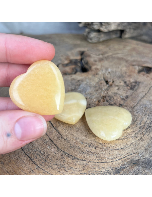 Edelsteen hart 30 mm Calciet geel