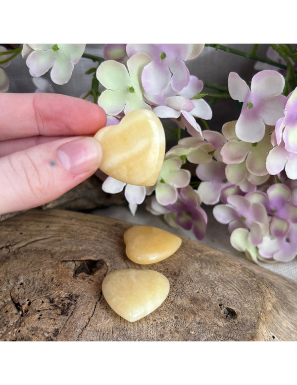 Edelsteen hart 30 mm Calciet geel