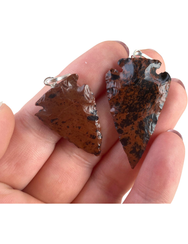 Speerpunt hanger Obsidiaan Mahonie