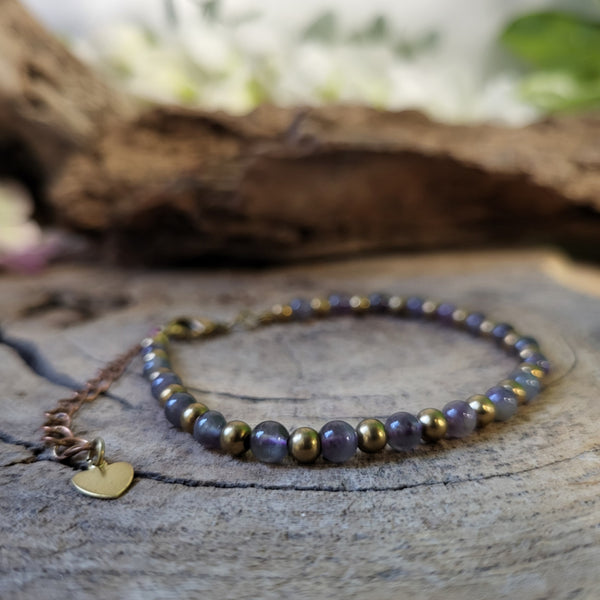 Ibiza love armband Amethist goudkleur