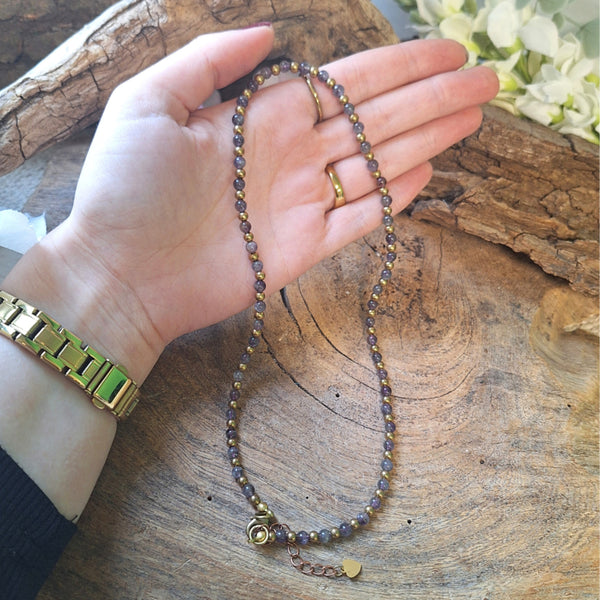 Ibiza love ketting Amethist goudkleur