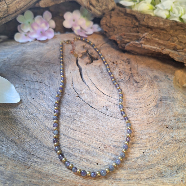 Ibiza love ketting Amethist goudkleur