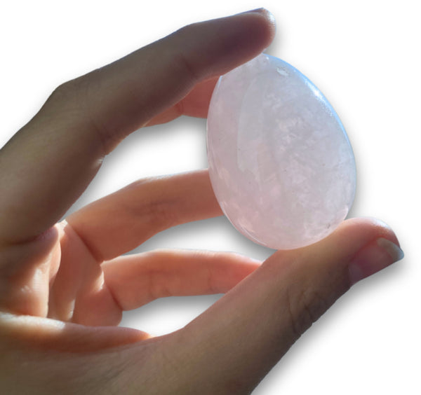 Yoni ei top geboord - Roze kwarts 45x33 mm