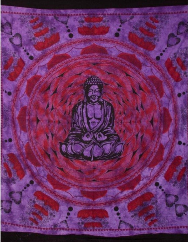 Grand Foulard - 1 - mandala boeddha - paars