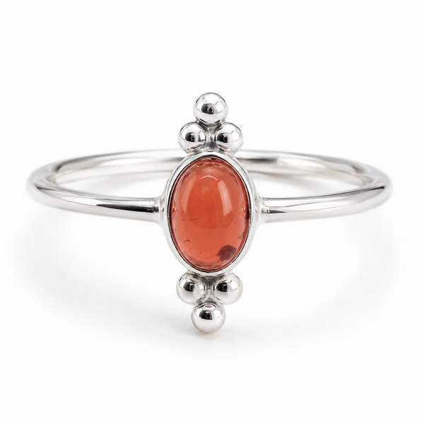 Edelsteen Ring Granaat - 925 Zilver - Fancy (Maat 17)
