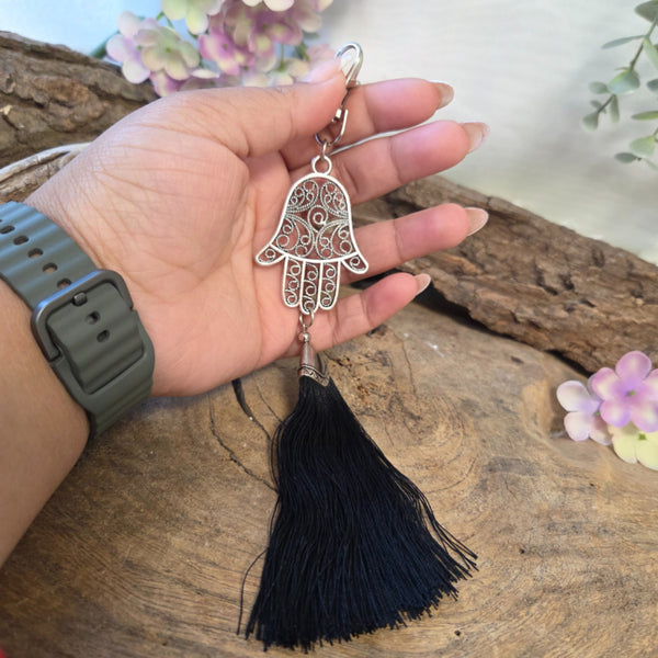 Ibiza sleutelhanger - Hamsa Hand - Hand van Fatima - Zwart