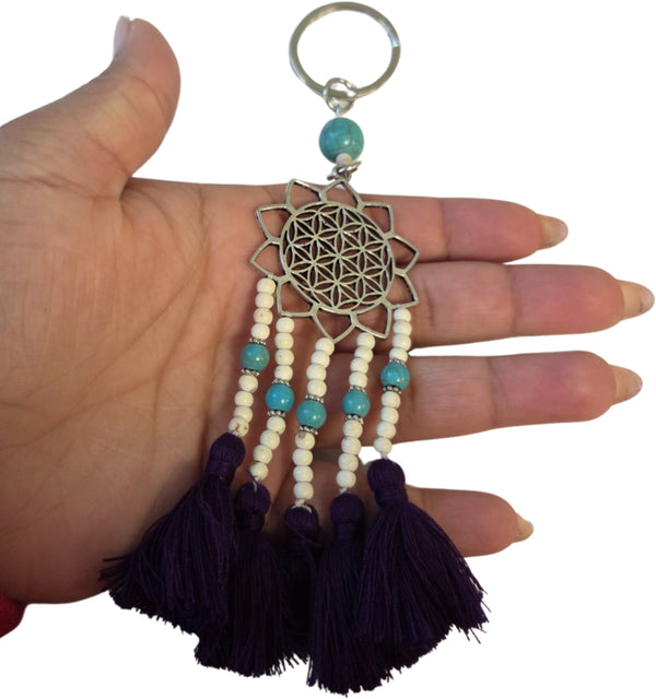 X Ibiza sleutelhanger - Flower of life - paars