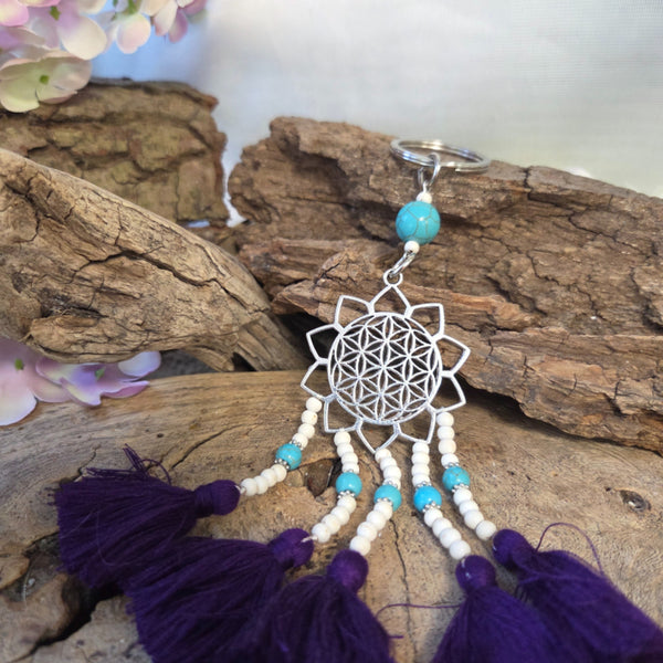 X Ibiza sleutelhanger - Flower of life - paars