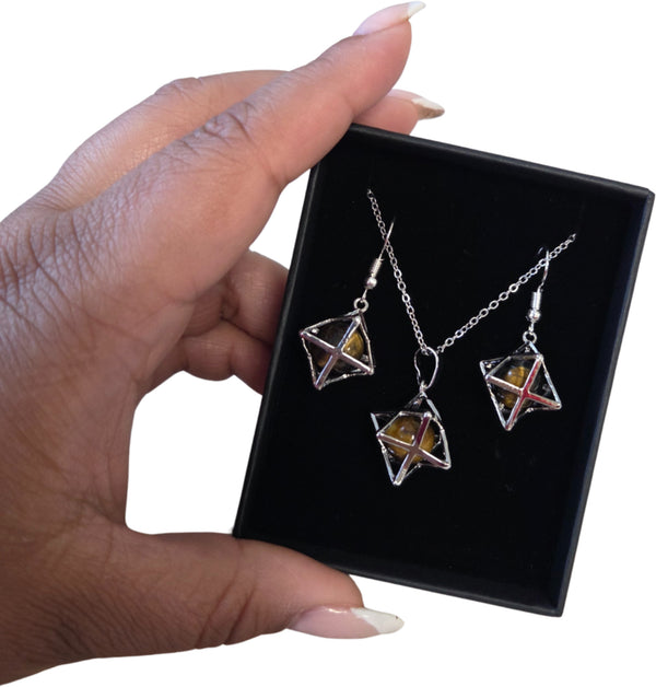 Merkabah sieraden set Tijgeroog