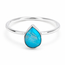 Edelsteen Ring Turkoois - 925 Zilver - Peervorm (Maat 17)