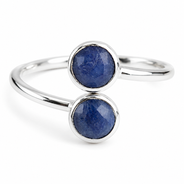 Geboortesteen Ring Saffier September - 925 Zilver - Zilverkleurig