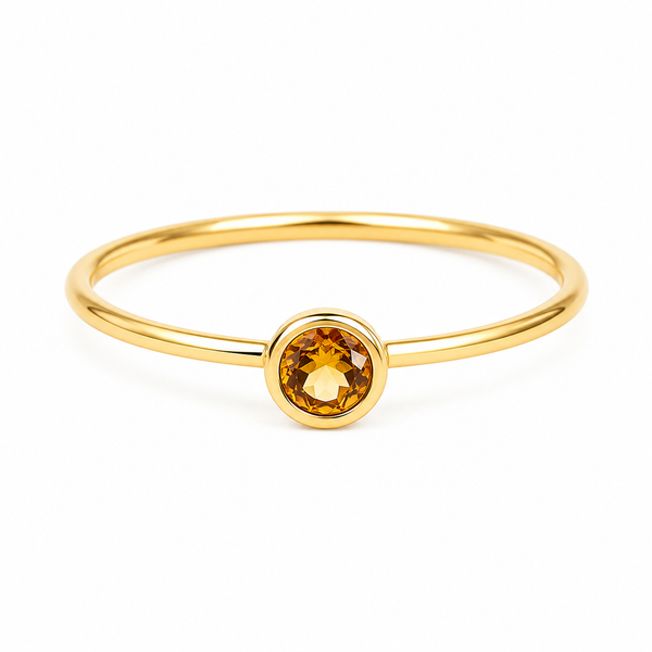 Geboortesteen Ring Citrien November - 925 Zilver Verguld (Maat 17)