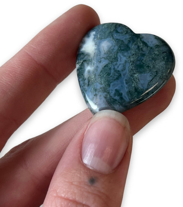 Edelsteen hart 30 mm Agaat Mos