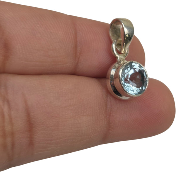 Topaas hanger zilver facet rond