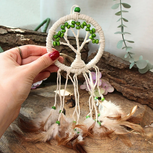 Dromenvanger - Tree of life groene kralen 9cm - Dreamcatcher