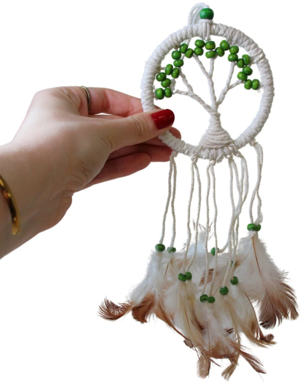 Dromenvanger - Tree of life groene kralen 9cm - Dreamcatcher