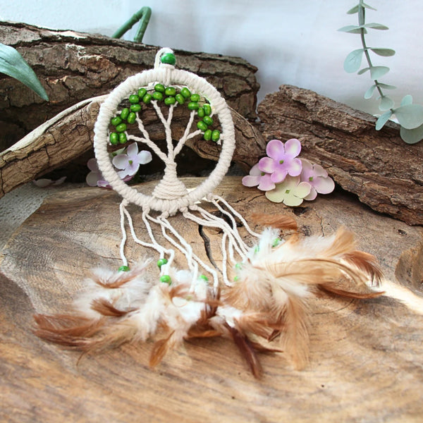 Dromenvanger - Tree of life groene kralen 9cm - Dreamcatcher