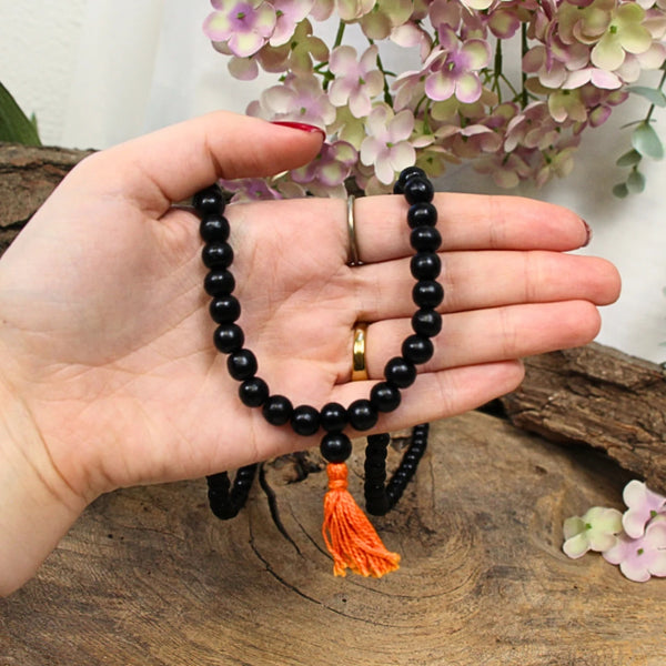 Mala hout zwart oranje kwast 40 cm