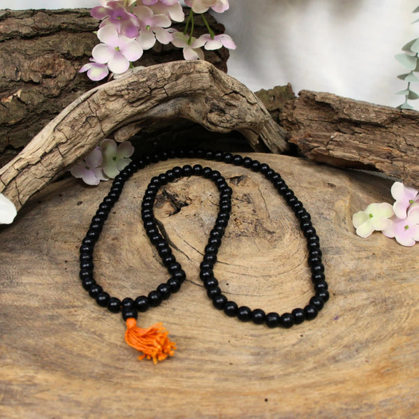 Mala hout zwart oranje kwast 40 cm