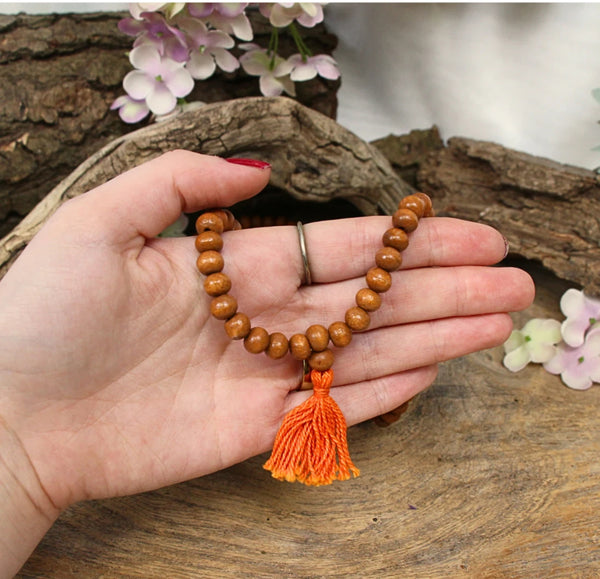 Mala hout bruin 35 cm oranje kwast