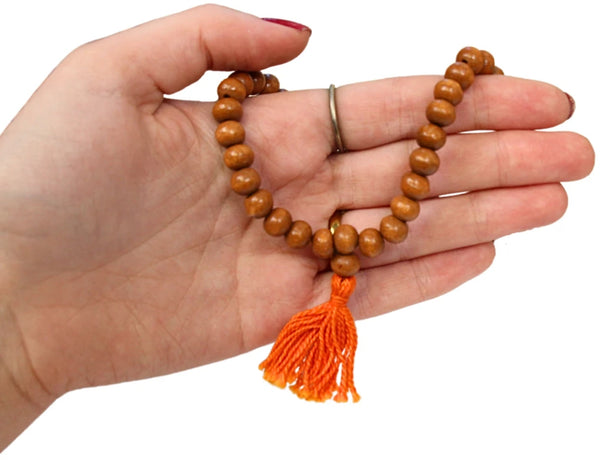 Mala hout bruin 35 cm oranje kwast