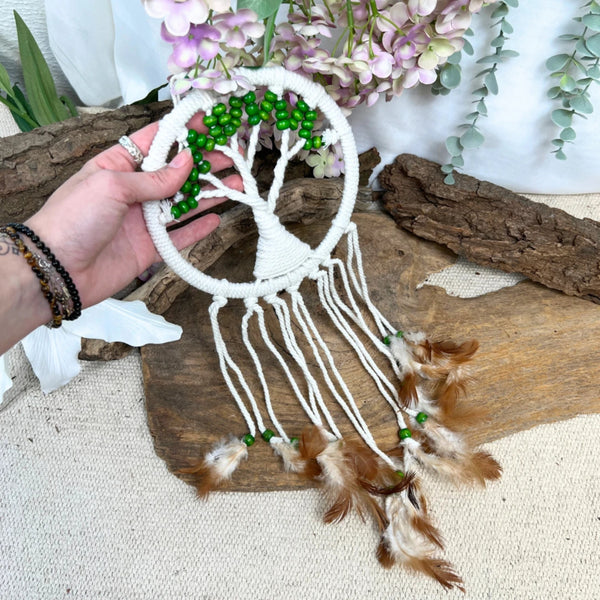 Dromenvanger Tree of life 17 cm groene kralen