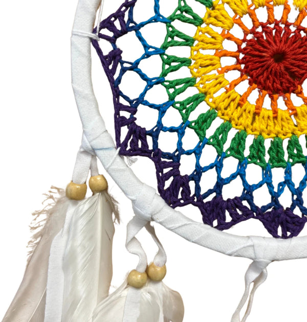 Dromenvanger Gehaakt Rainbow & Wit 16cm